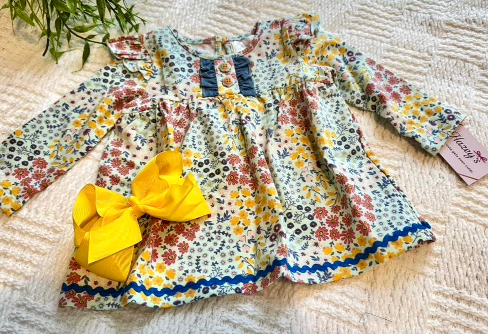 Floral Ruffle Girls Long-Sleeve Top