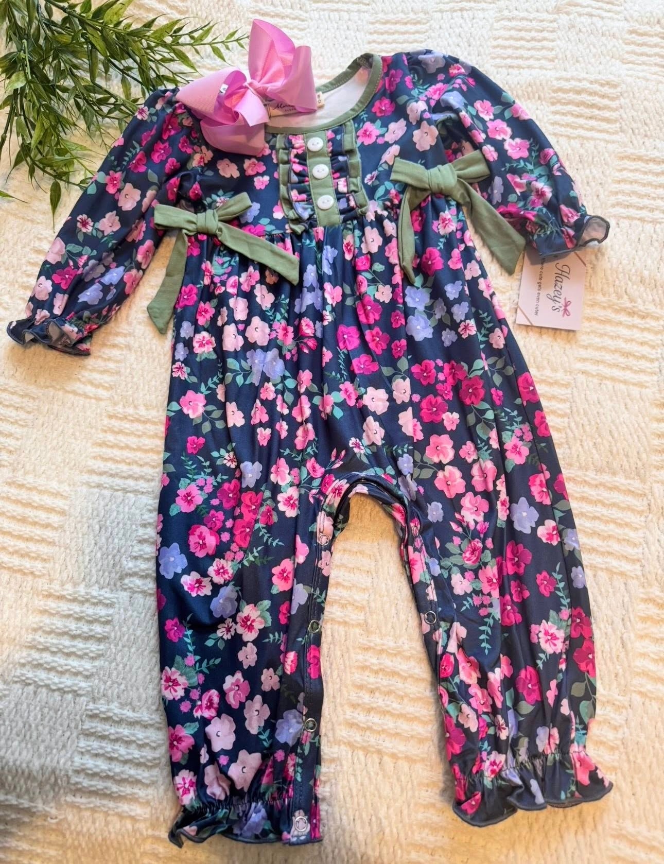 Navy Floral Onesie